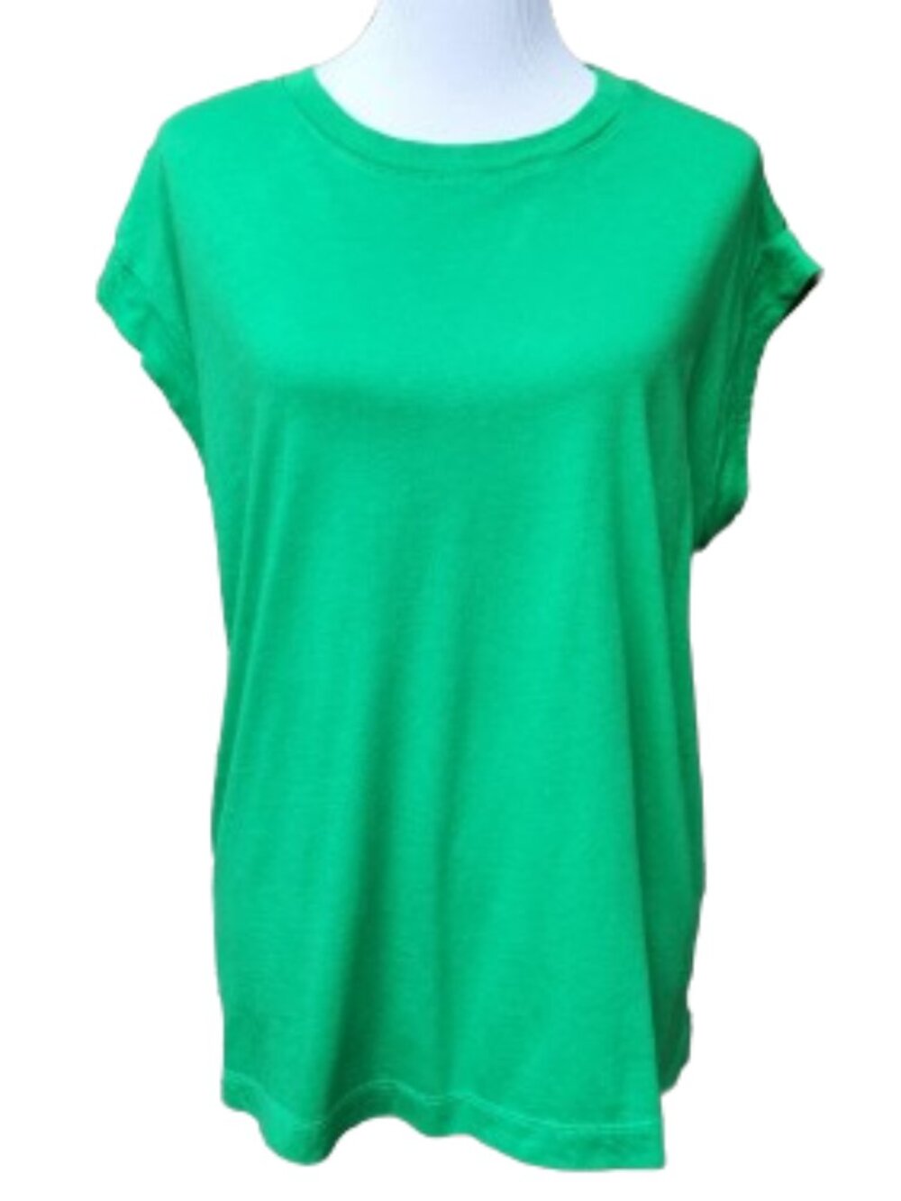 a new day Plus Green Blouse Solid Cotton Blend Dolman Sleeves